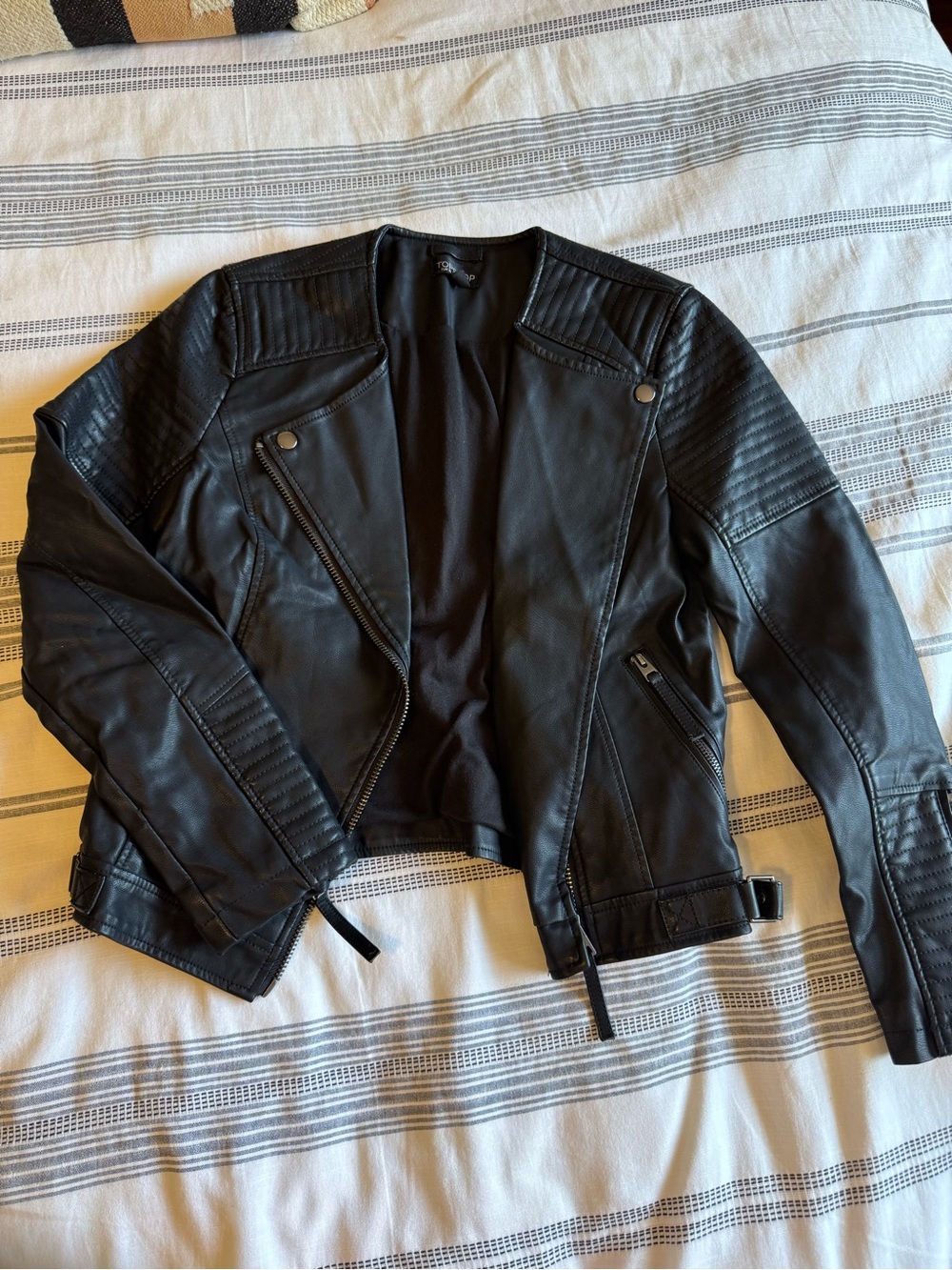 Topshop Faux Leather Moto Jacket